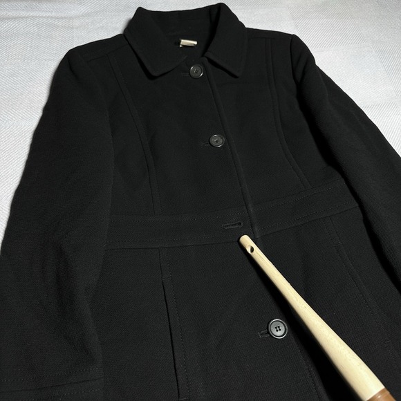 J Crew Wool Coat Womens Size 6 Petite Black Peacoat Insulated Lined Vintage Y2K - Picture 2 of 16